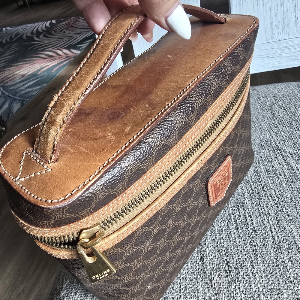 Authentic Celine Brown and Tan Coated Canvas Vanity Handbag - Picture 9 of 15